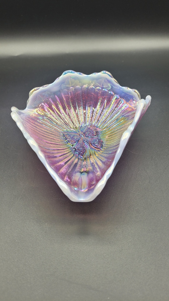 Fenton Plum Opalescent Carnival Glass Trinket Dish