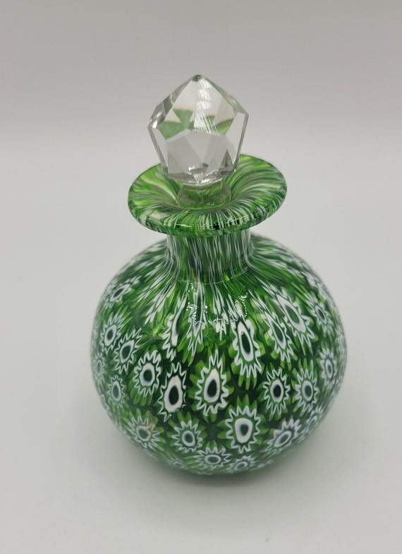 Murano Millefiori Glass Perfume Bottle Hand Blown Bright