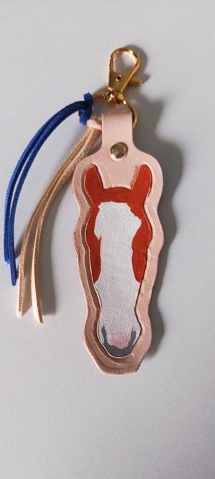 Custom Horse Art Custom Leather Horsehead Keychain - Equestrian Keepsake & Memorial Gift