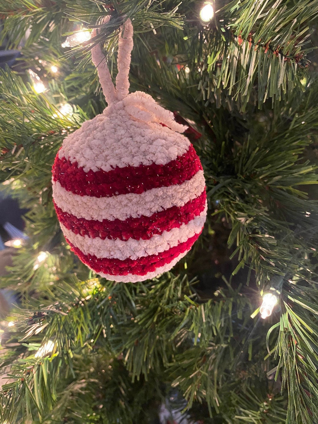 Crochet Christmas Candy Cane Ornament Crochet Xmas Candy Cane Crochet