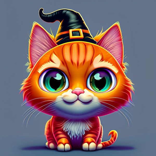 Orange Witch Cat Cartoon