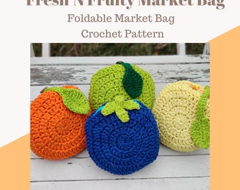 Sac de marché pliable multi-motifs au crochet