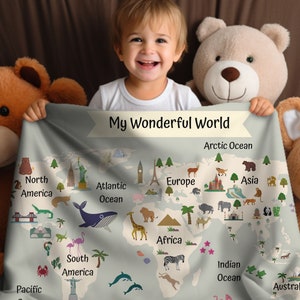 Couverture carte du monde pour enfants, cadeau pour bébé, carte du monde pour nouveau-né, couverture en polaire, cadeaux pour bébé, confortable et légère