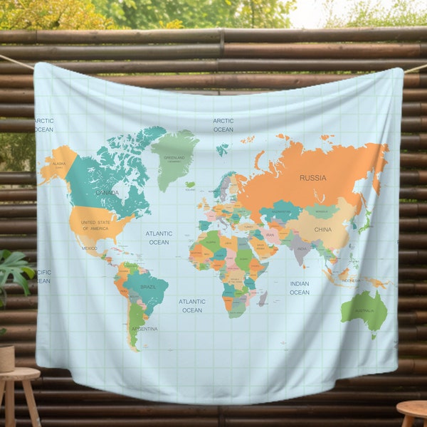 World Map of the World Blanket Soft Bed Cover World Map Throw Blanket Christmas Gifts-for her Gift for kids Cozy Throwblanket Lightweight