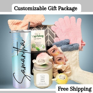 Pacote de cuidados para a faculdade para sua filha, pacote de presente de aniversário, pensando em você, conjunto de presente de spa, abraço em uma caixa, conjunto para melhoras, autocuidado