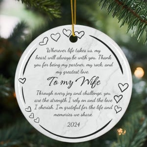 Adorno navideño personalizado para esposa, regalo de recuerdo para esposa, adorno navideño con mensaje sincero, regalo del esposo, carta personal del esposo