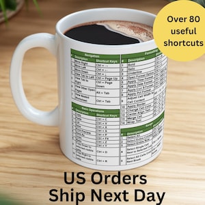 Excel Shortcuts Mug Gift for Colleagues Office Gift for Boss Coworker Christmas Present Funny Mug White Elephant Swap Secret Santa