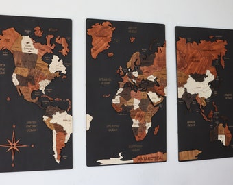 Wood World Map: Push Pin Travel Wall Art