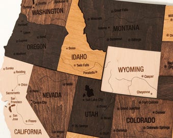 アメリカ旅行地図、押しピン地図、アメリカ合衆国木製地図、アパートの