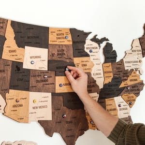 USA Map-Holz Karte von USA Wand Kunst-US Travel Map Geschenk Pin-große Holzwand Dekor-erste Wohnung Housewarming Geschenk