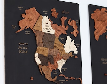 Wooden World Map Wall Art: Rustic Travel Decor with Push Pins
