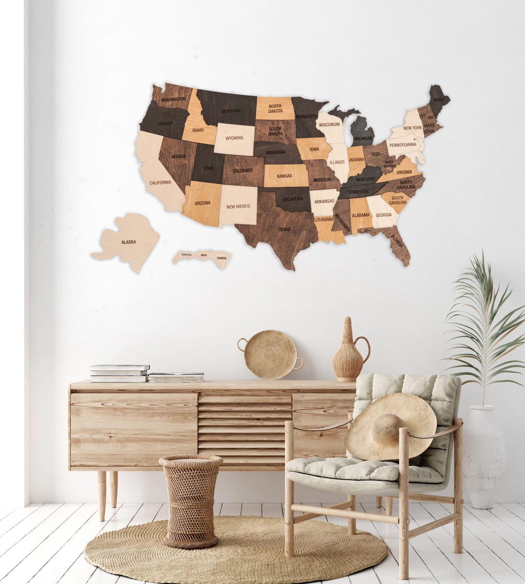 Push Pin USA Wooden Travel Map: United States Wall Decor - Etsy