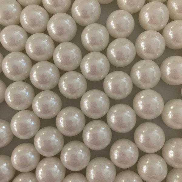 1.5, 3.5 or 8 Ounce 10 MM Pearl White Sugar Pearls