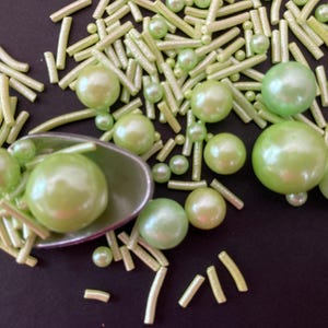Green Sprinkles and Assorted Sized Green Sugar Pearls