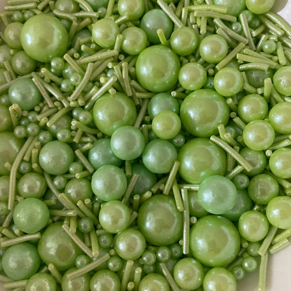 Green Sprinkles and Sugar Pearls