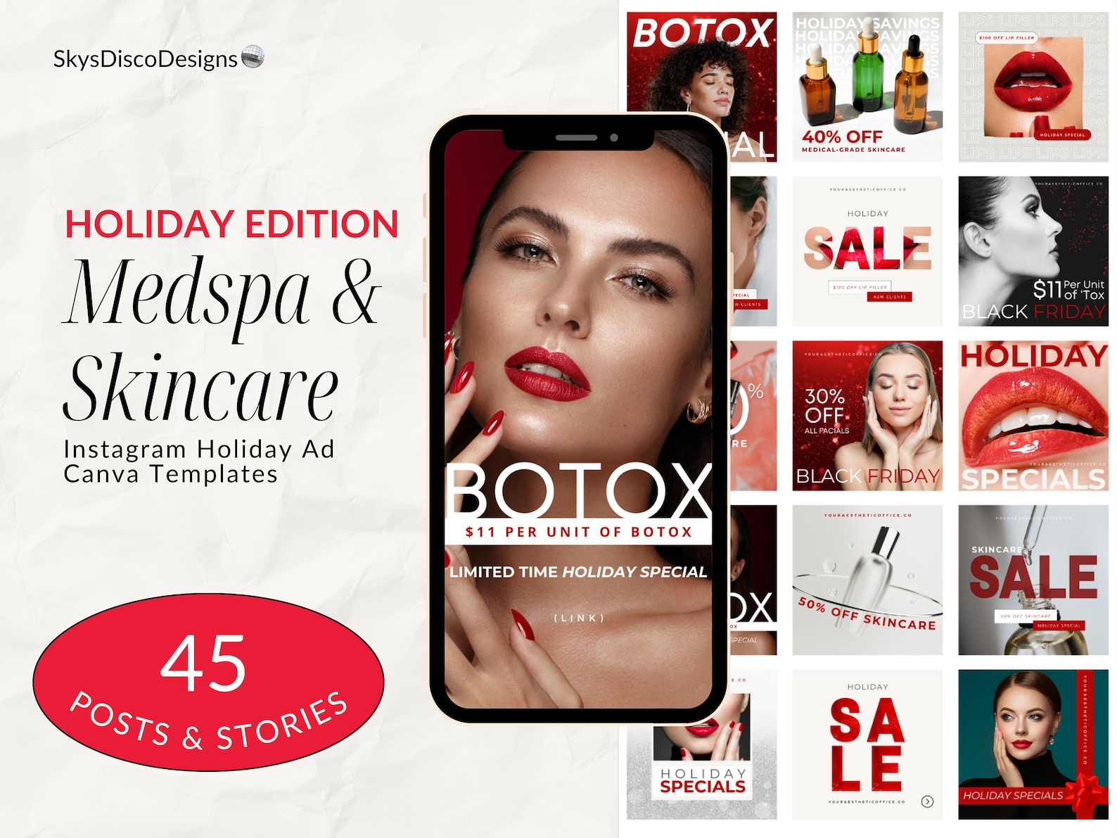 45 Holiday Medspa Ad Templates, Christmas Botox Ad Canva Template ...