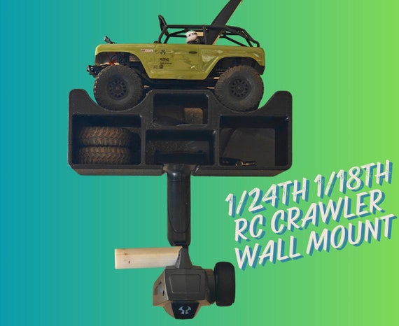 1/24th 1/18th RC Crawler Car Easy Access Wall Mount With Storage & Transmitter Controller Holder