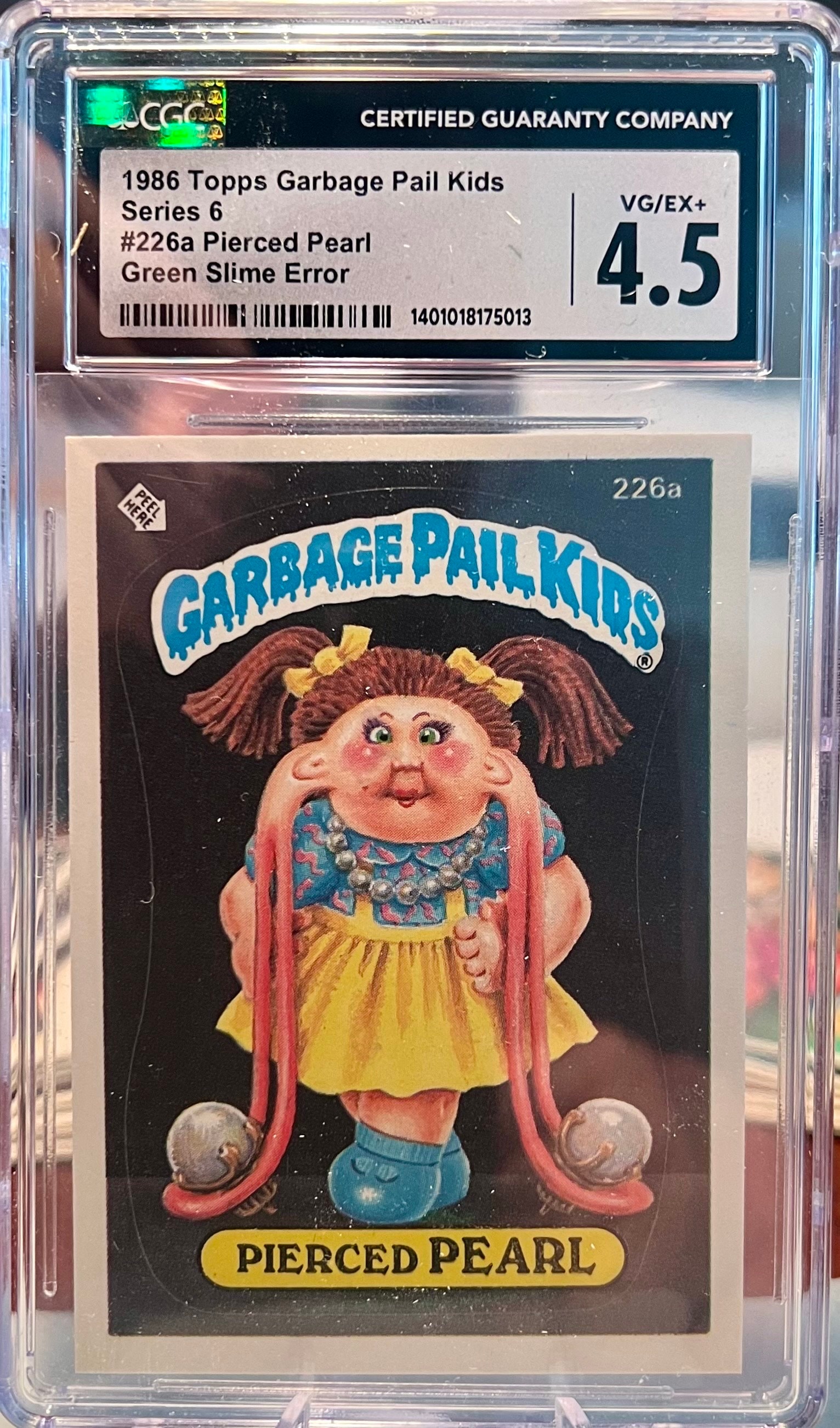 Error シール！レアカード！ ERROR CARD-1986 Garbage Pail Kids Series 6 Pierced Pearl CGC 4.5