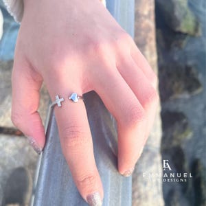 Sterling Silver Adjustable Cross Faith Ring Christian Jewelry for Women Religious Gift Baptism Ring Spiritual Jewelry Bible Verse Jewelry