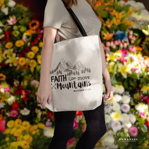 Faith Can Move Mountain Tote Bag Christian Tote Bag Bible Verse Tote Bag Faith Tote Bag Religious Tote Bag Jesus Tote Bag Church Tote Bag
