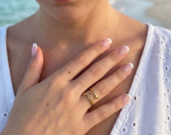 18K Yellow Gold Adjustable Cross Faith Ring Gold Christian Jewelry Gold Cross Ring Baptism Gift Religious Gift for Women Faith Jewelry