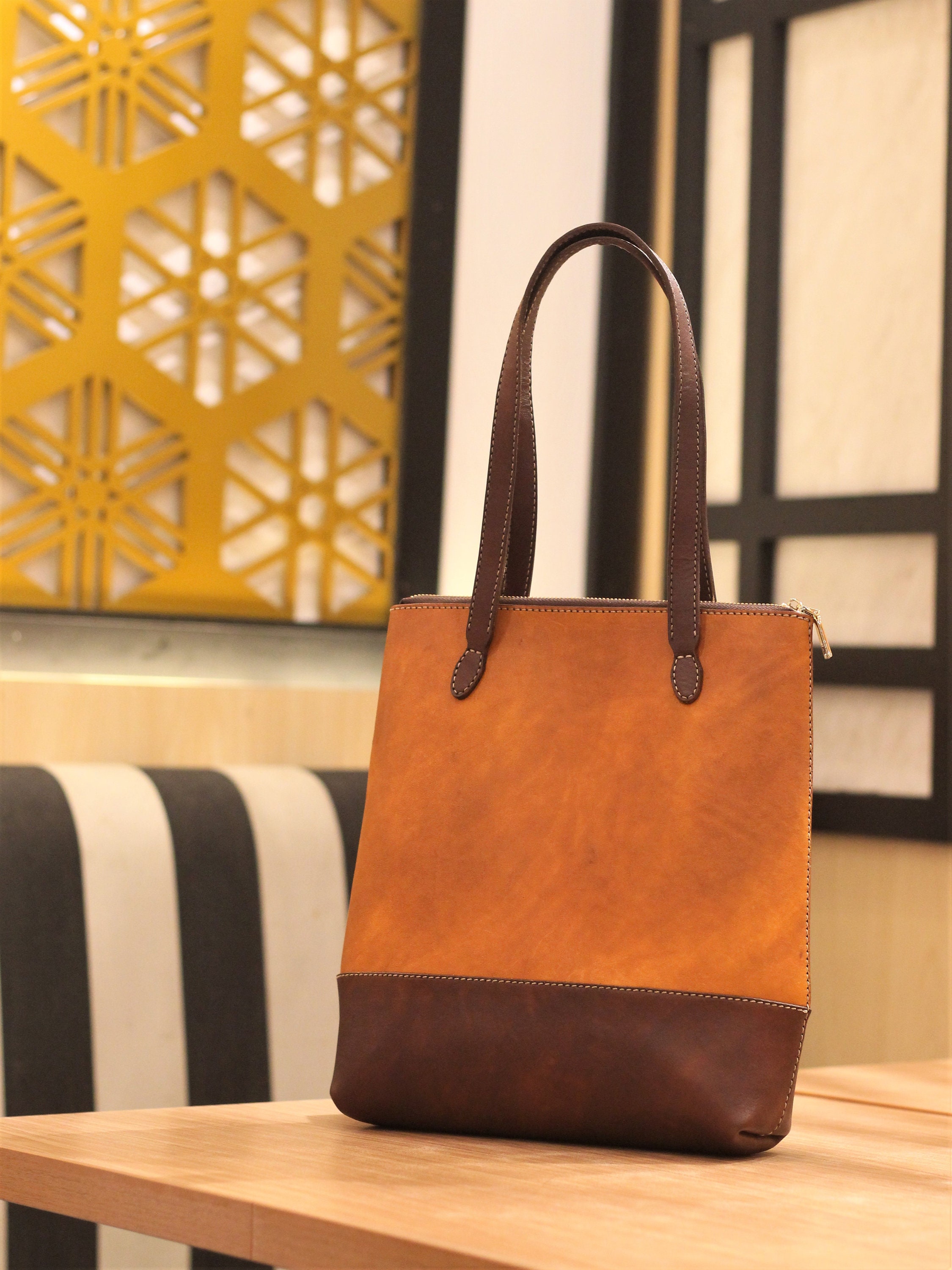 Sudoku Print Pattern Leather Tote Bag main image 0
