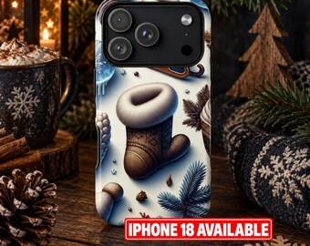 Winter Wonderland Embroidered Cottagecore Christmas Phone Case, Christmas Gift iPhone Samsung Galaxy Pixel Case