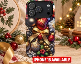 Christmas Magic Embroidered Festive Cottagecore Phone Case, Christmas Gift iPhone Samsung Galaxy Pixel Case