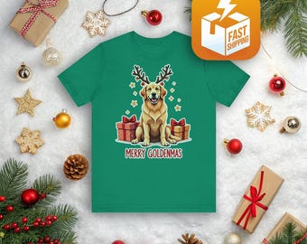 Merry Goldenmas T-Shirt: Christmas Golden Retriever Tee