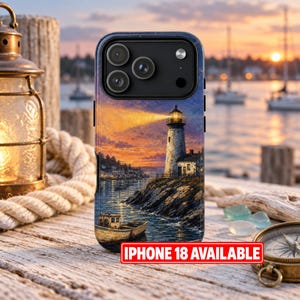 Wytrzymałe etui na telefon Lighthouse Harbor Dusk, prezent na iPhone'a, Samsunga Galaxy Pixel