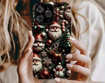 Christmas MagSafe Compatible Phone Case, Christmas Snowman iPhone Samsung Case