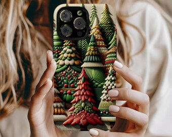 Festive Christmas Tree Phone Case, Christmas Gift iPhone Samsung Galaxy Pixel Case