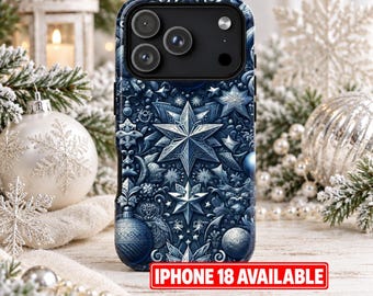 Christmas Ornaments Winter Snowflake Phone Case, Christmas Gift iPhone Samsung Galaxy Pixel Case