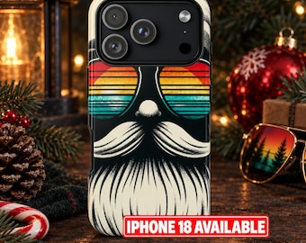 Retro Santa Sunglasses Tough Phone Case, Christmas Santa iPhone Samsung Galaxy Pixel Case