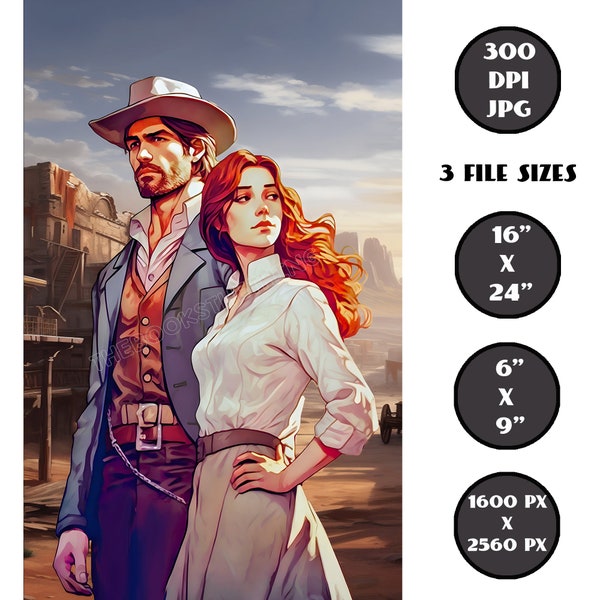 Unique Book/e-Book Cover Art, Printable Poster - Western, Historical Novel, Romance, Mystery, Instant Digital Download JPG