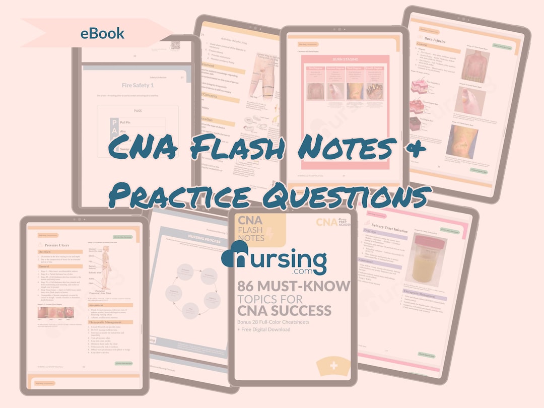 CNA Flash Notes & Practice Questions | 86 Topics + 30 Cheatsheets + 70 ...
