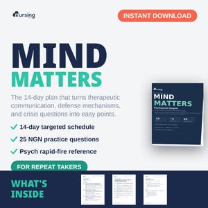 Könnte beinhalten: Ein digitaler Studienleitfaden mit dem Titel Mind Matters, der einen 14-Tage-Plan zur psychosozialen Integrität enthält. Das Dokument umfasst einen gezielten 14-Tage-Zeitplan, 25 NGN-Übungsfragen und ein psychologisches Schnellreferenzhandbuch.