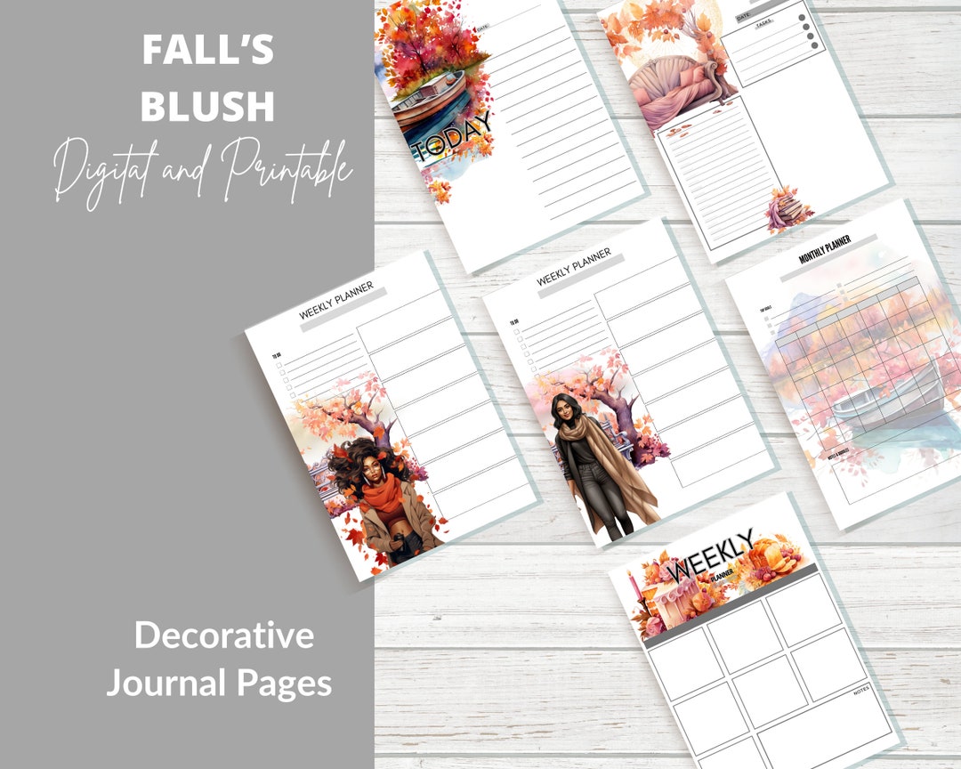 Fall’s Blush Journal Pages Digital and Printable, Undated Template ...