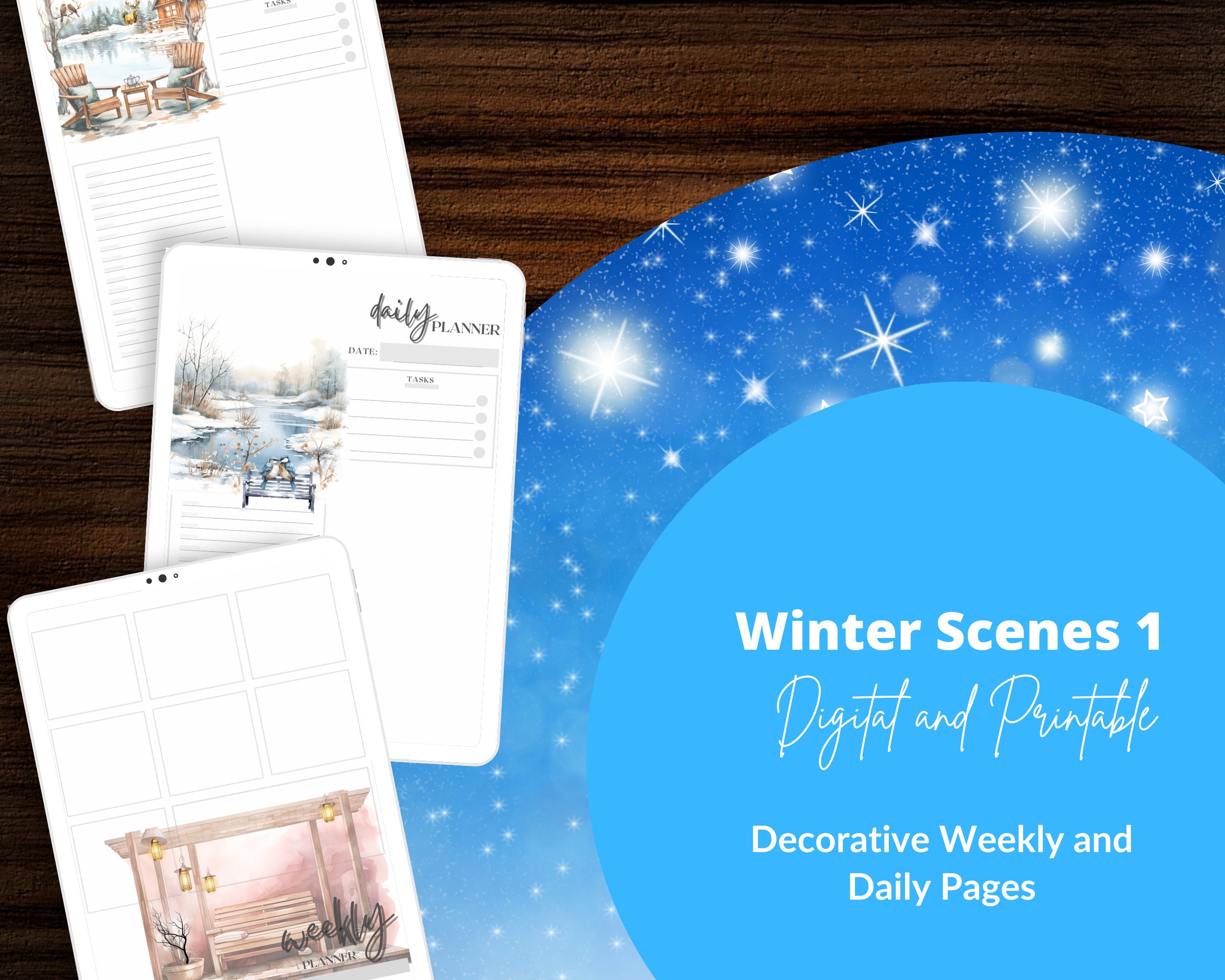 Winter Scenes Decorative Weekly and Daily Pages, Digital and Printable ...