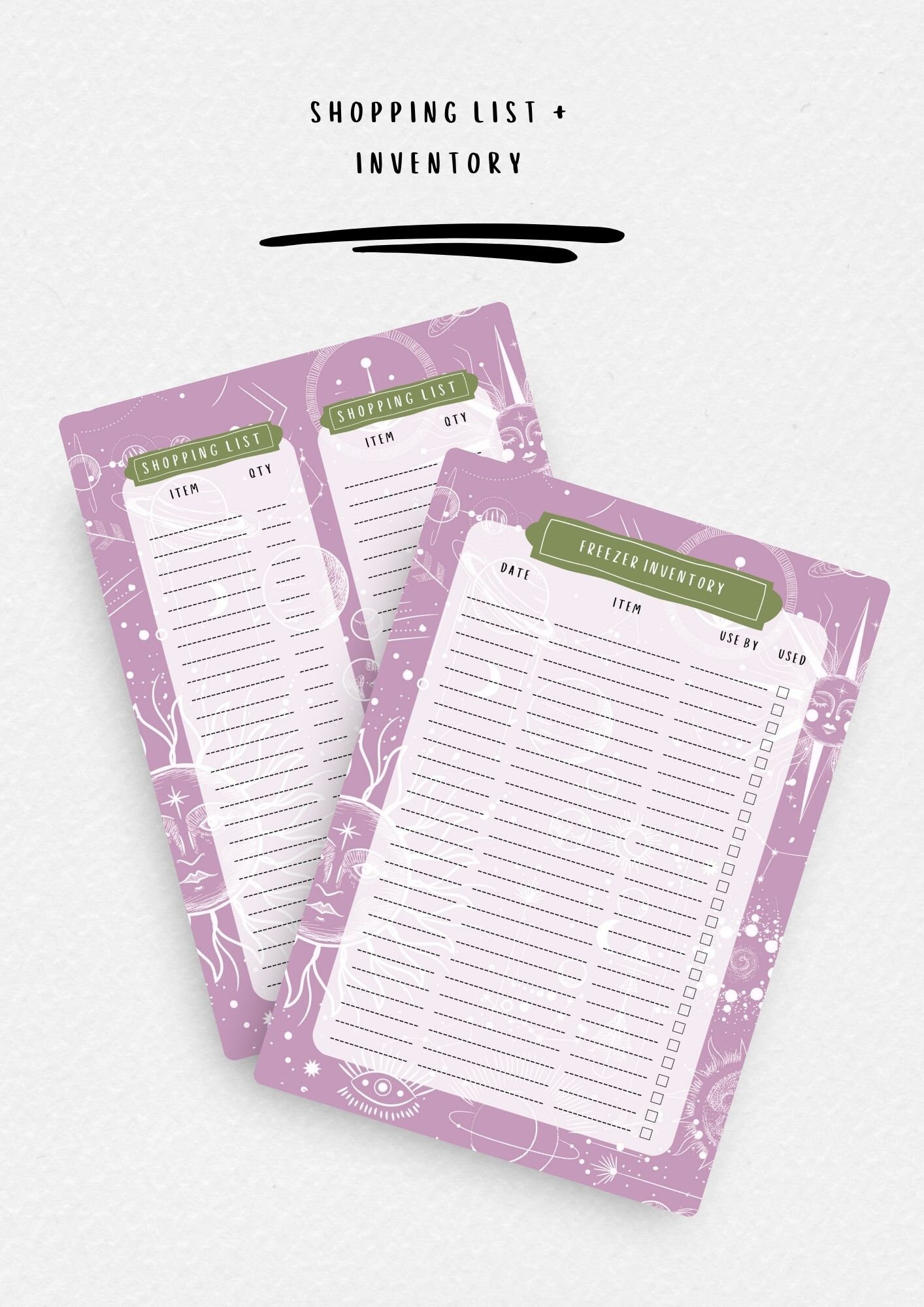 A4 Printable Menu Planner, Shopping List, Kitchen Supplies Inventory Template Printable Home ...
