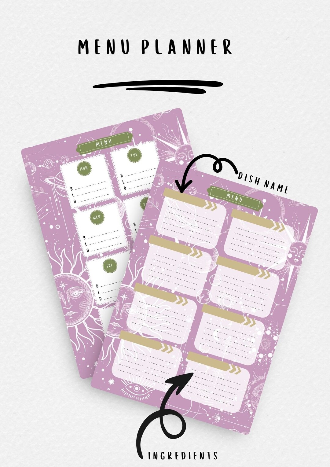 A4 Printable Menu Planner, Shopping List, Kitchen Supplies Inventory Template Printable Home ...