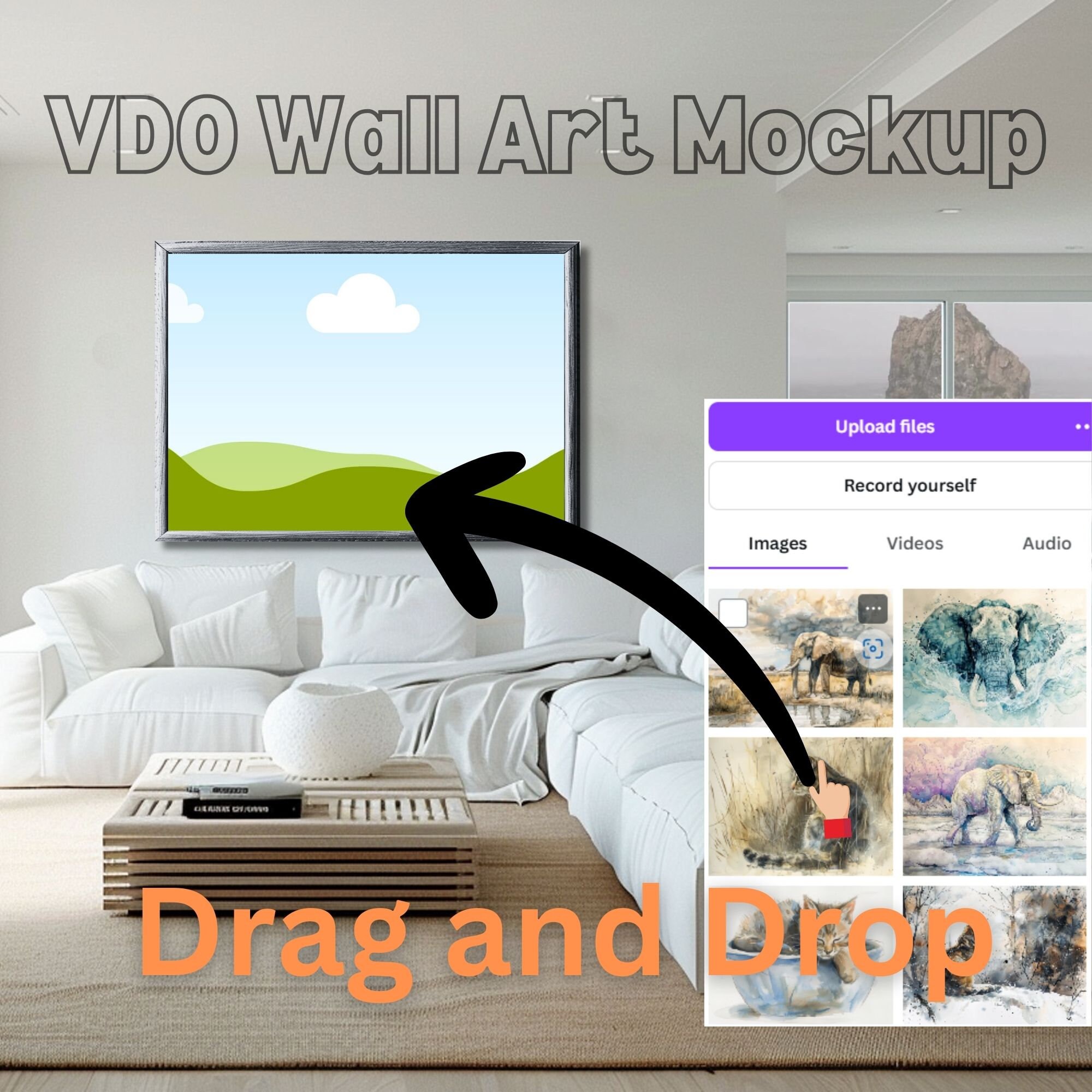 Frame Mockup Animated, Wall Art Mockup, Digital Download, Living Room ...
