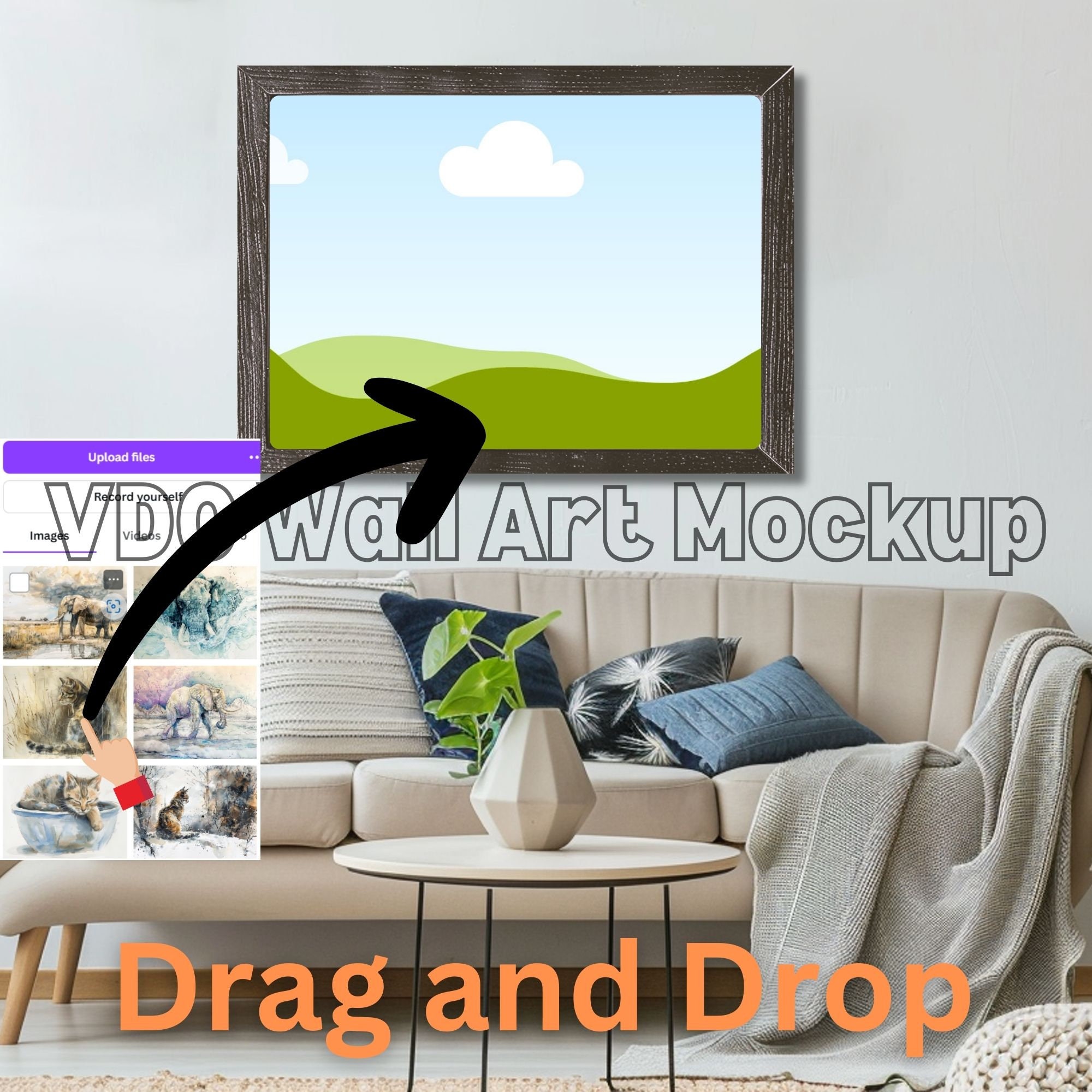 Frame Mockup Animated, Wall Art Mockup Living Room Frame. Samsung Frame ...