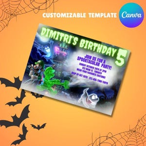 Luigi's Mansion Party Einladung Vorlage Nintendo Mario Halloween Geburtstag Printable Bearbeitbar