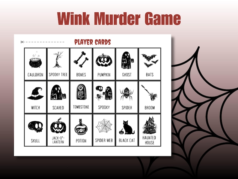 Halloween Party Game, Murder Mystery, Wink Murder, Printable Cut Out ...