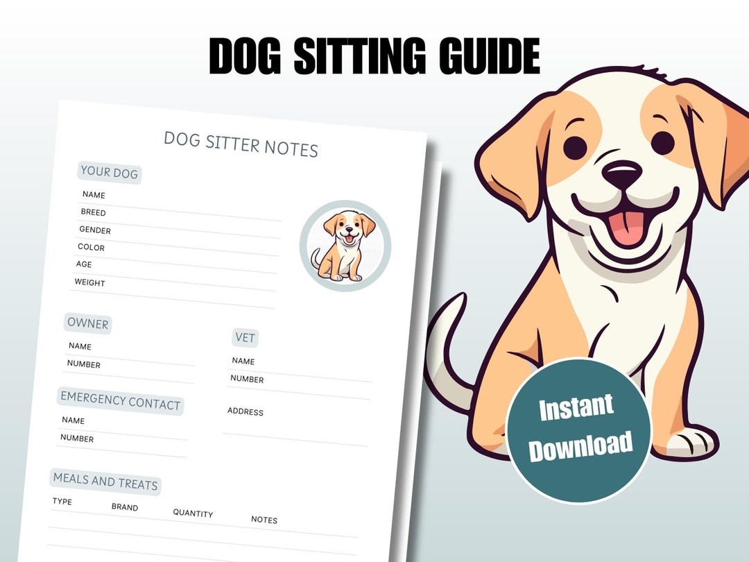 Pet Care Instructions Printable Template, Pet Sitter Information, Dog ...