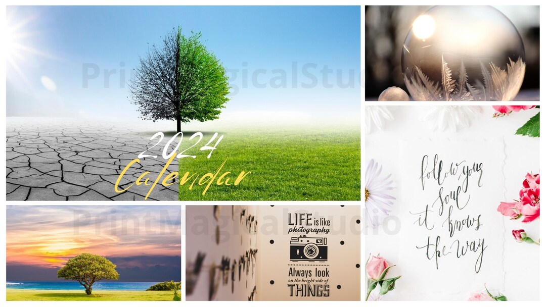 2024 Calendar Printable PDF, Instant Printable Download, 12 Months