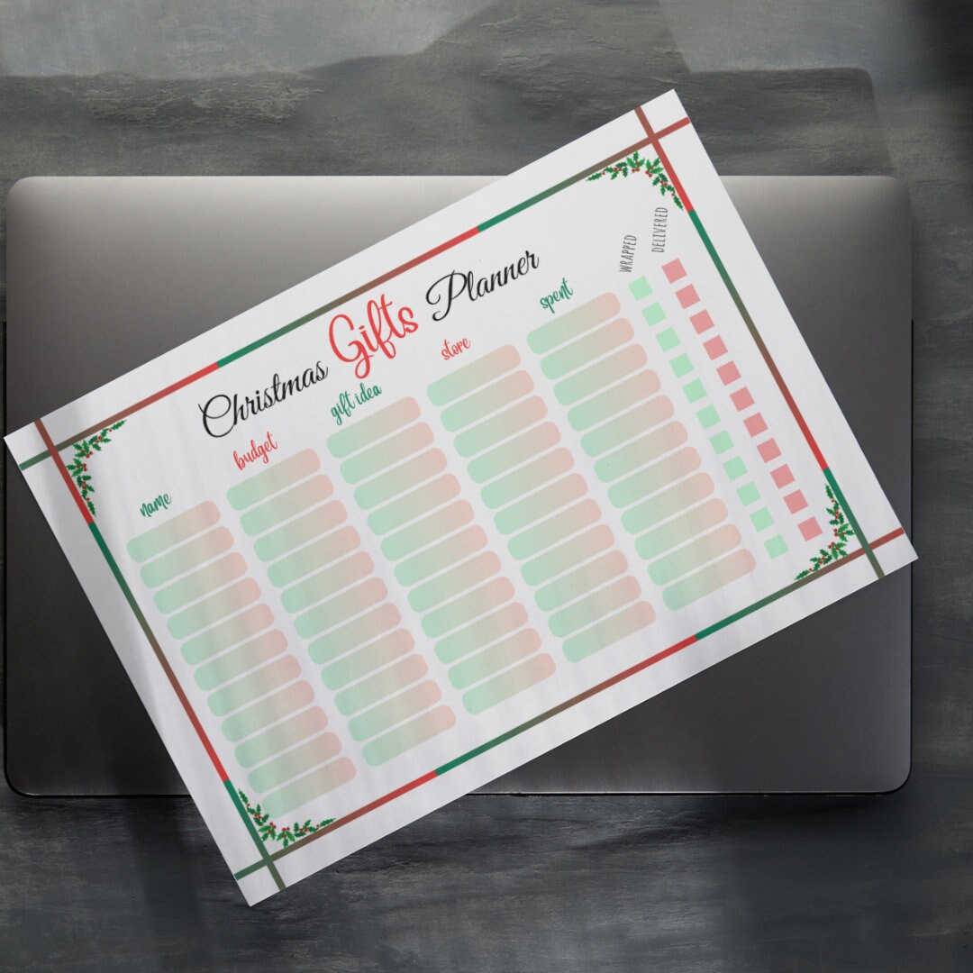 Christmas Gifts Planner Printable Simple Template Printable - Etsy