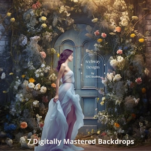 Blumentür Digital Backdrop: Hochzeitsfotografie Hintergründe (7 JPG Dateien)