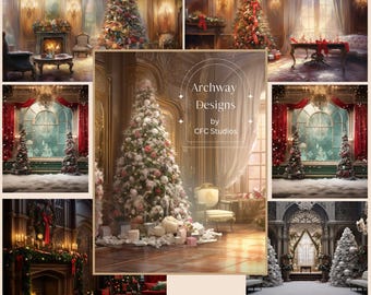 6 Digital Backdrops, Traditional Christmas, Family Portraits, Christmas Cards, Weddings, Maternity, Fashion, Studio Backgrounds
